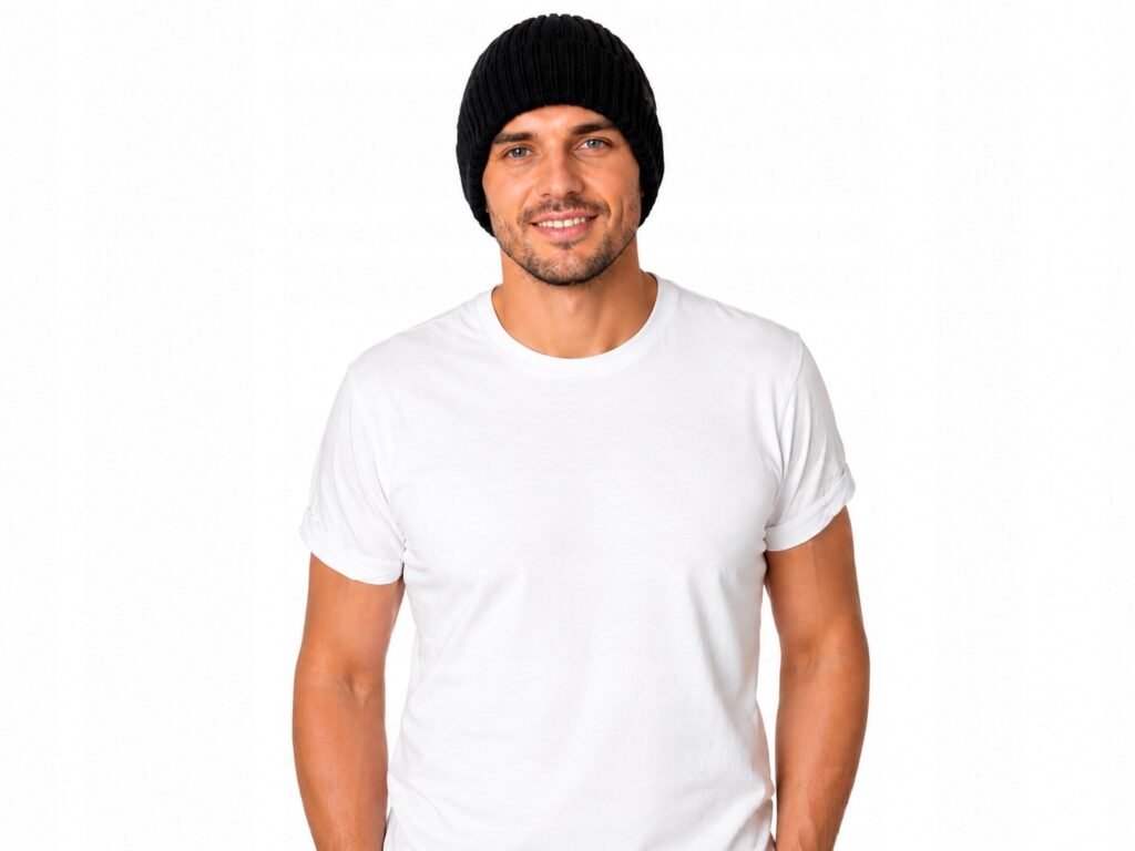 Czapka wełniana 100% Merino Wellna Raven Męska Czarna Wełna Premium