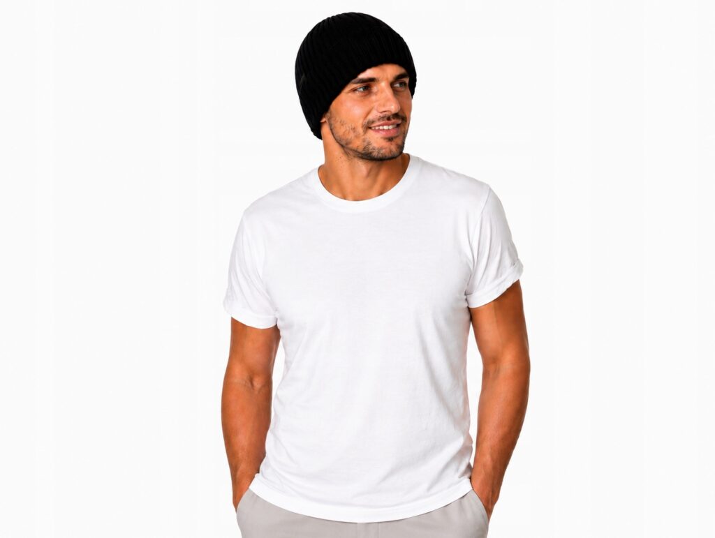 Czapka wełniana 100% Merino Wellna Raven Męska Czarna Wełna Premium