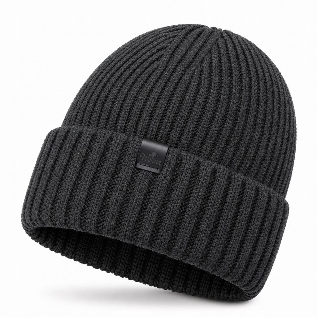 Czapka wełniana 100% Merino Wellna Glacier Męska Szara Wełna Premium