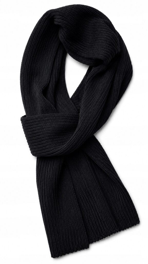Szalik wełniany 100% Merino Wellna Raven Męski Czarny Wełna Premium