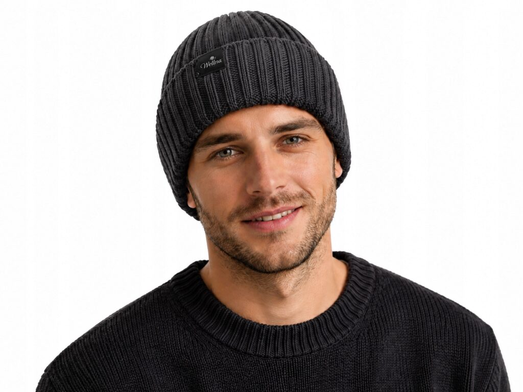 Zestaw Czapka Szalik z wełny 100% Merino Wellna Glacier Męski Szary Premium