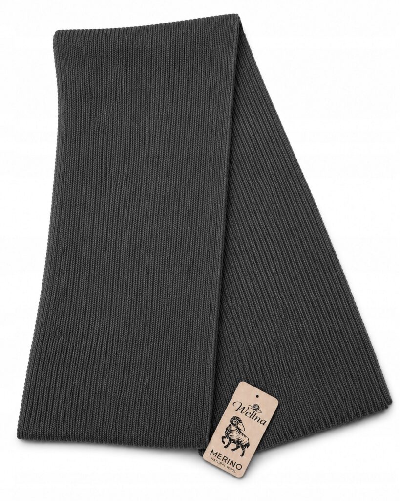 Zestaw Czapka Szalik z wełny 100% Merino Wellna Glacier Męski Szary Premium