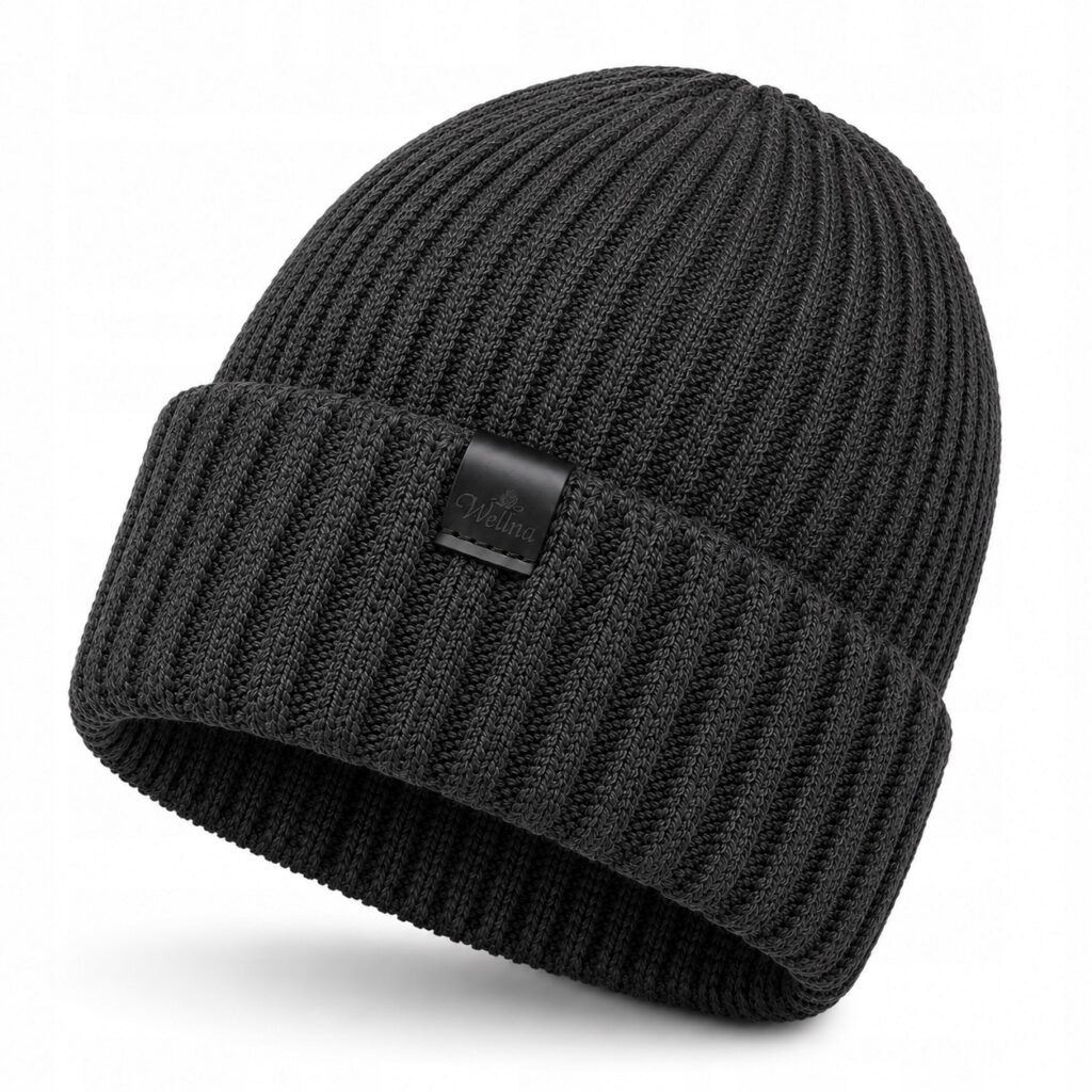 Zestaw Czapka Szalik z wełny 100% Merino Wellna Glacier Męski Szary Premium
